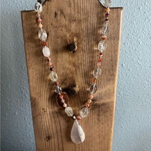 Natural Stone Handmade Necklace-Agate & Quartz